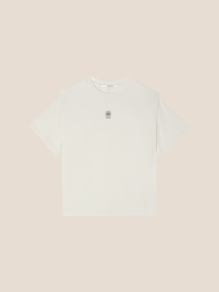 homage Shoulder detail top with print wit