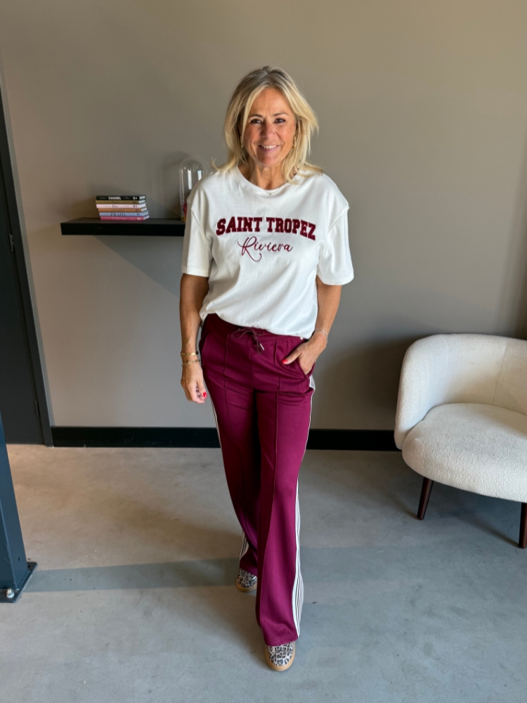 Pantalon met streep Bo bordeaux