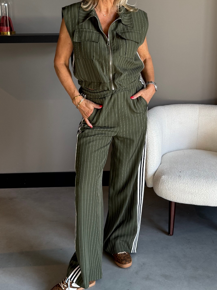 Pinstripe pantalon Gigi groen