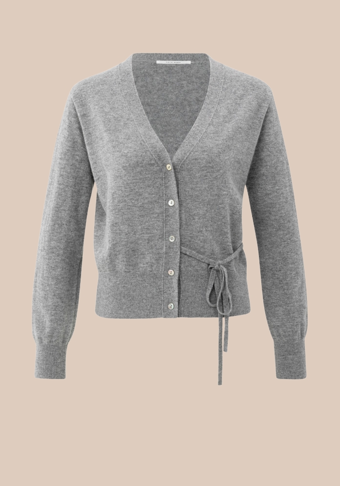 Yaya 01-010122-508 Vest met strikdetail in de taille medium grey melange