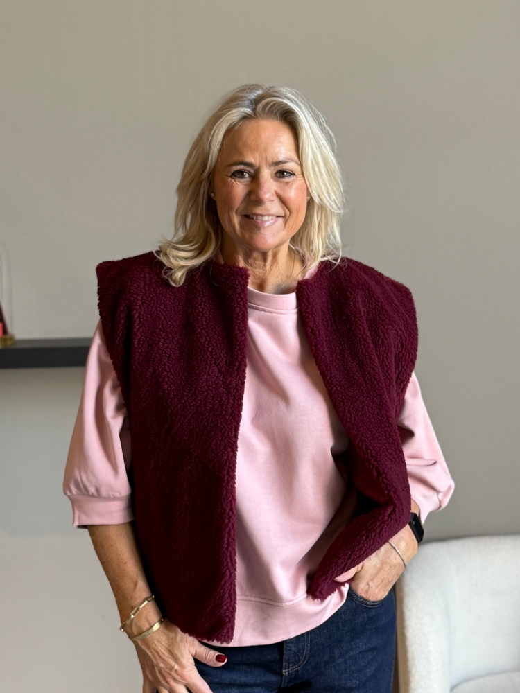 Teddy gilet maria bordeaux