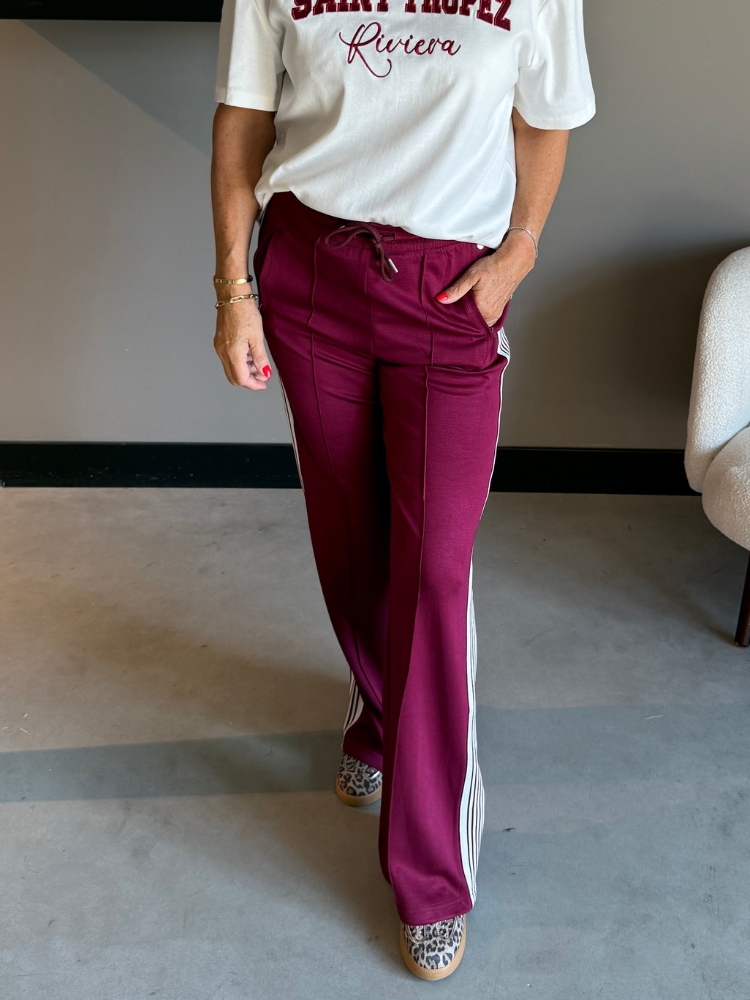 Pantalon met streep Bo bordeaux