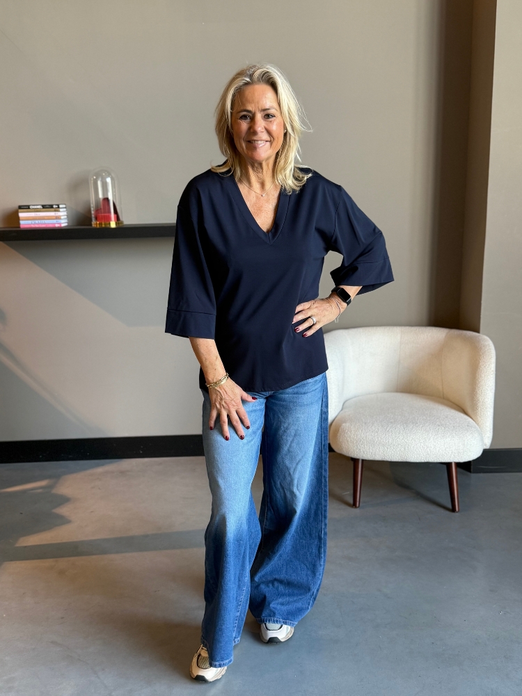 Frenkie V hals shirt Lisa navy