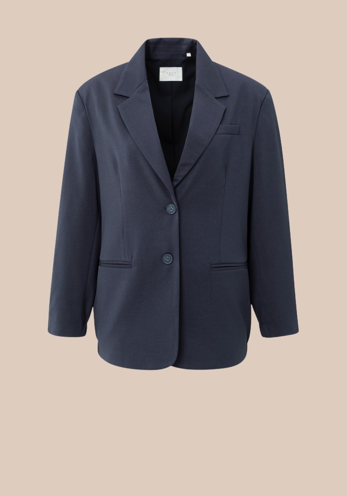 Yaya 01-501071-508 Losvallende blazer met bomberdetails inkwell blue