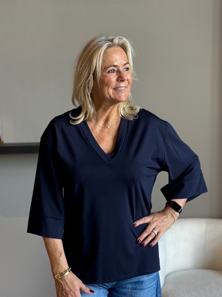Frenkie V hals shirt Lisa navy