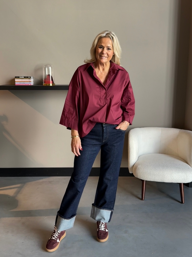 Katoenen blouse Astrid bordeaux