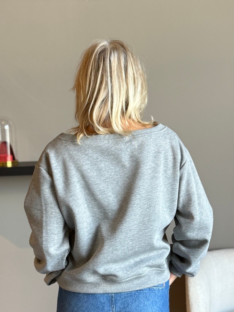 Frenkie Sweater Dream wijde hals grijs