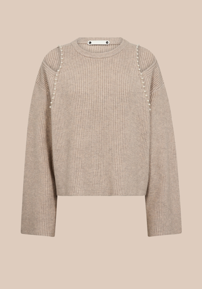 co'couture RowCC rib pearl knit bone