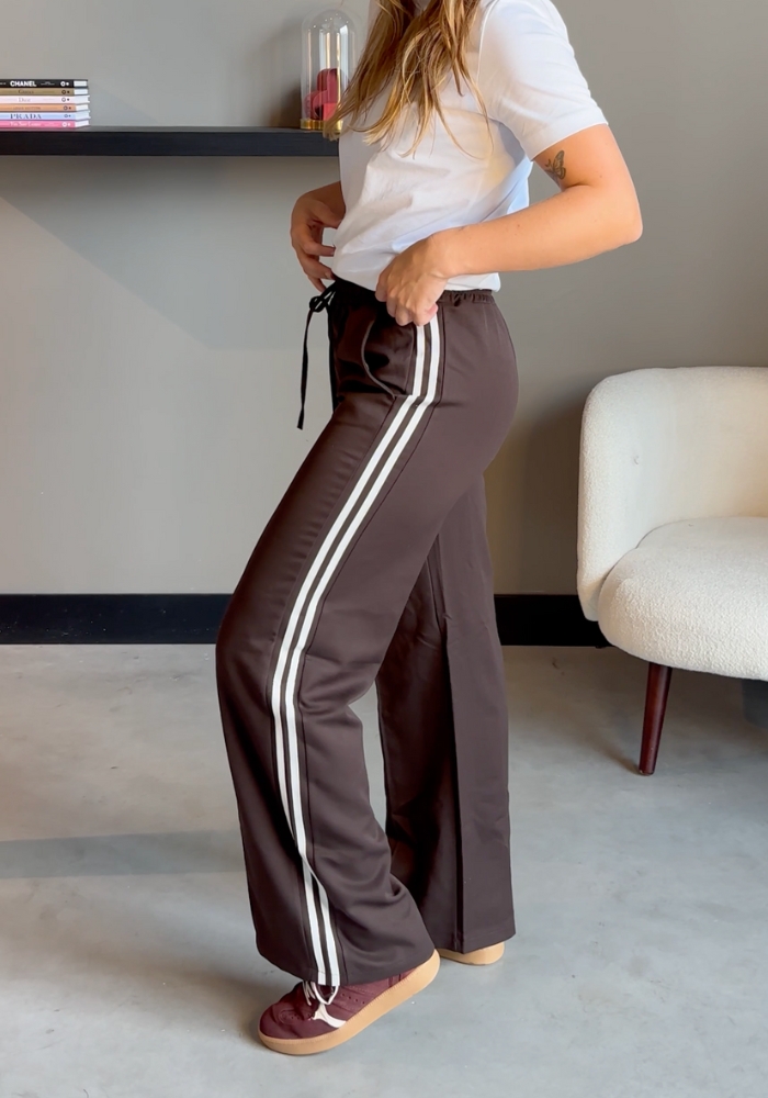 Pantalon met streep Kimberly bruin