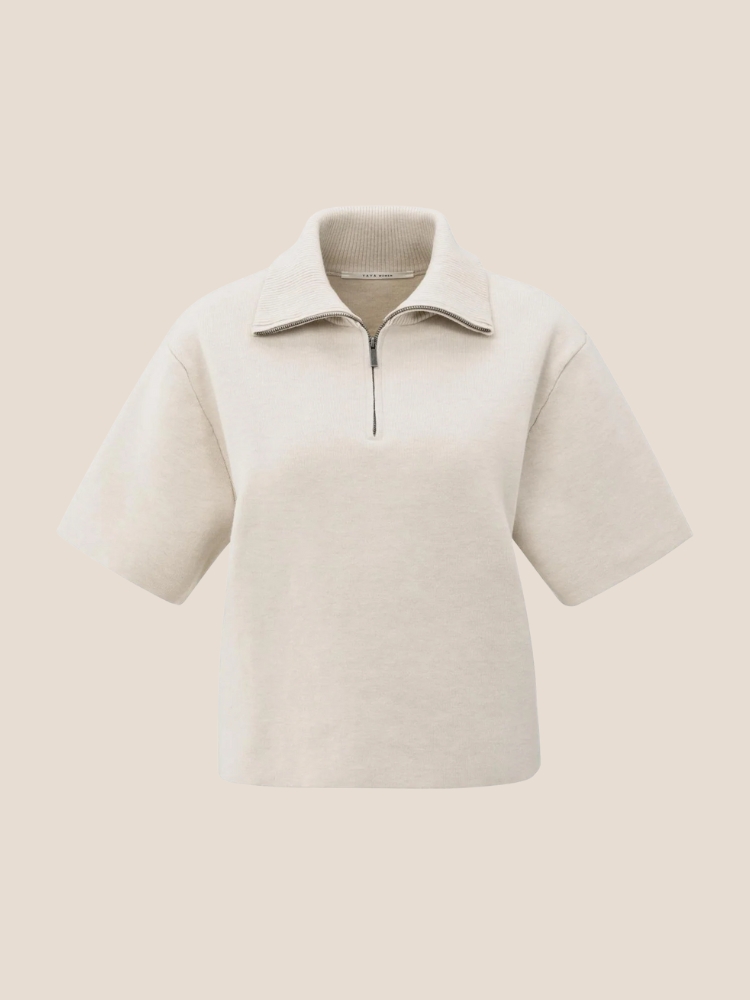 YAYA 01-000490-509 Sweater met korte mouwen en halve rits