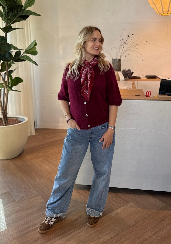 Soft vest met knoopjes bordeaux