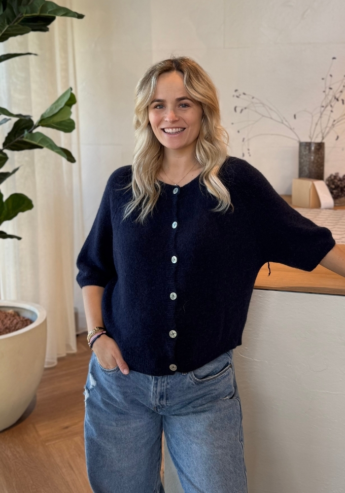 Soft vest met knoopjes navy