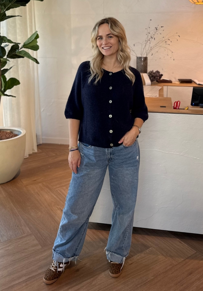 Soft vest met knoopjes navy