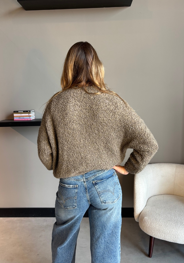 Boucle trui taupe