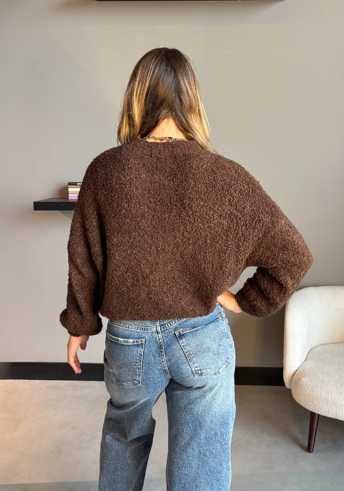 Boucle trui bruin