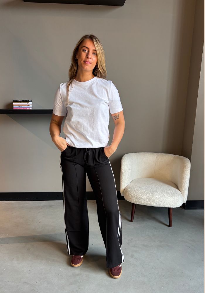 Pantalon met streep Kimberly zwart