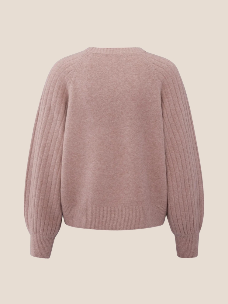 YAYA 01-000410-509 Trui met ribgebreide mouwen en ronde hals