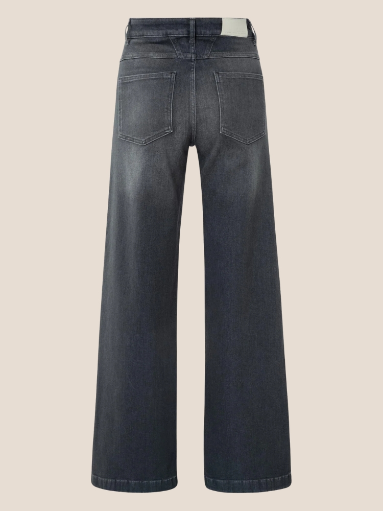 YAYA 01-311119-509 Losvallende jeans met hoge taille en wijde pijpen L-32