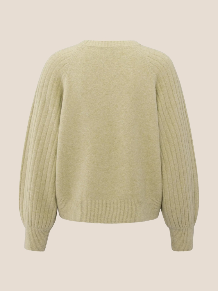 YAYA 01-000410-509 Trui met ribgebreide mouwen en ronde hals