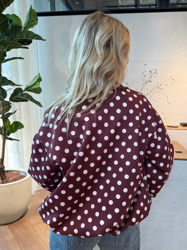 Polka dot bomber bordeaux