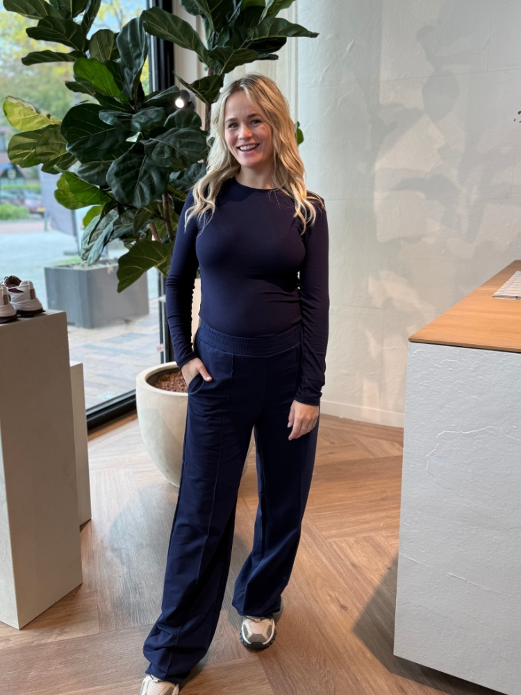 soft uni top lange mouw navy