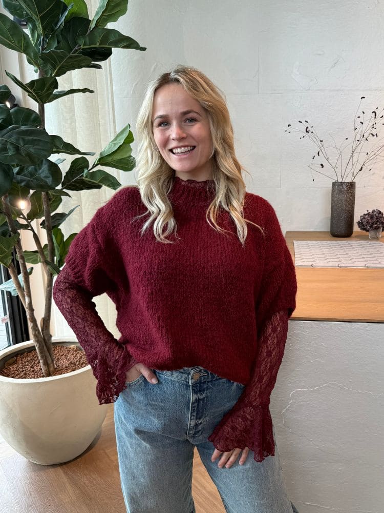Trui Rianne korte mouw bordeaux