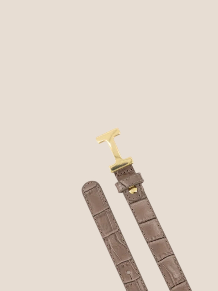 Hera riem small croco taupe
