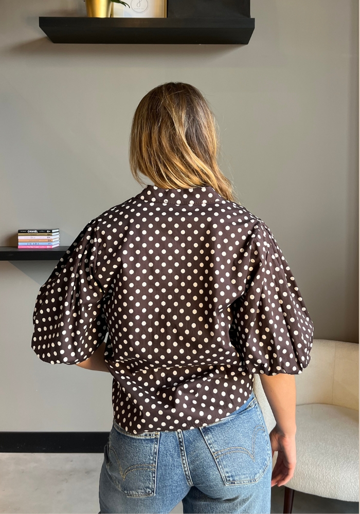 Polka dot blouse bruin - Afbeelding 3