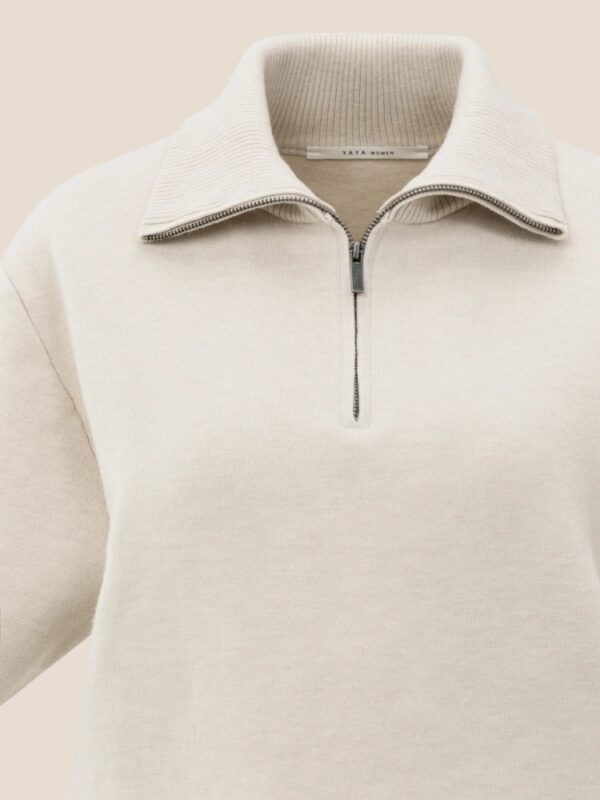 YAYA 01-000490-509 Sweater met korte mouwen en halve rits - Afbeelding 3