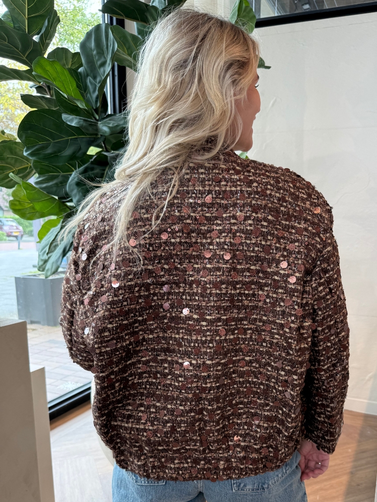 Boucle jas met strass bruin