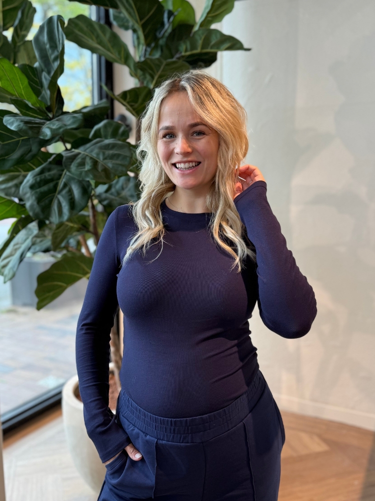 soft uni top lange mouw navy