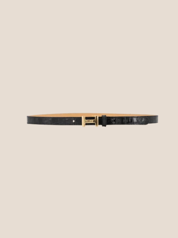 Hera riem small croco zwart