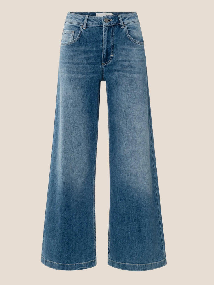 YAYA 01-311119-509 Losvallende jeans met hoge taille en wijde pijpen -L 32