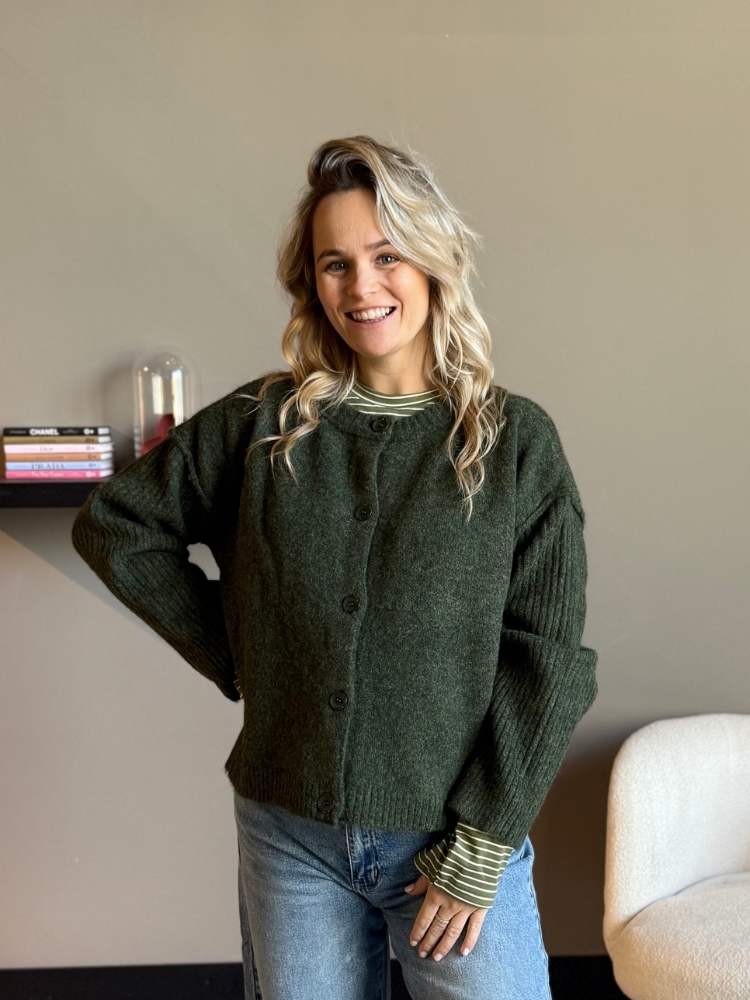 Gebreid vest met knopen Mees army