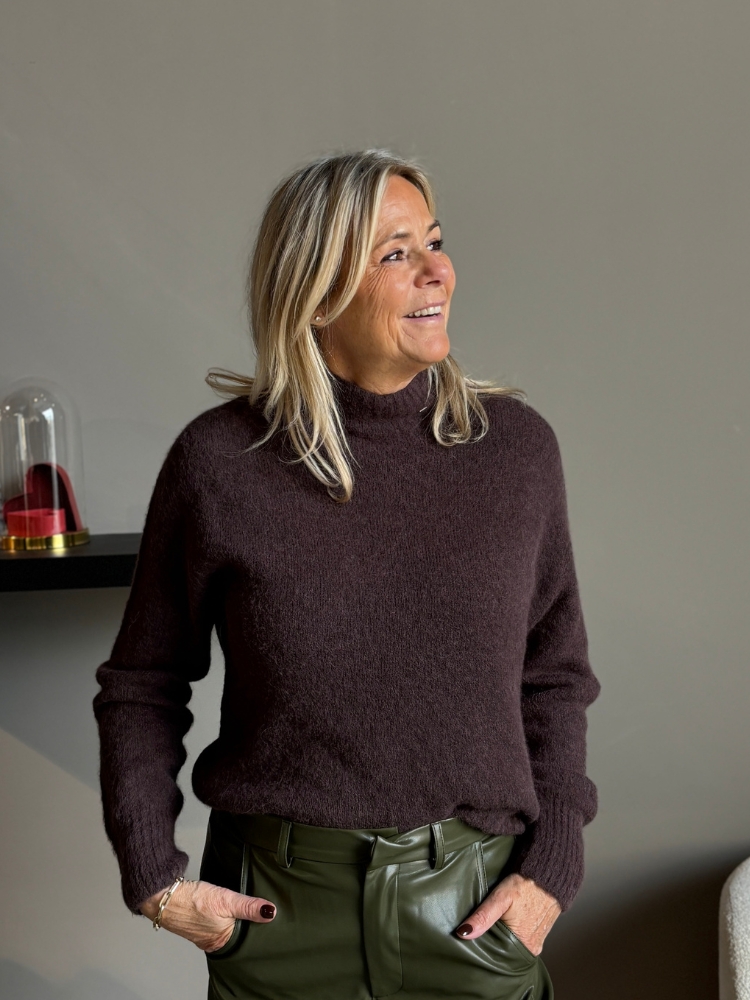 Soft sweater turtle hals bruin
