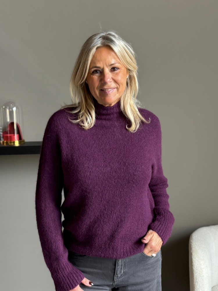 Soft sweater turtle hals bordeaux