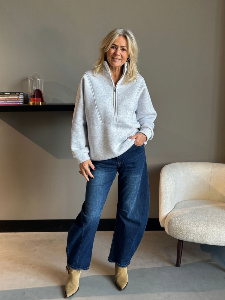 Uni skipper trui rits grijs - Afbeelding 3