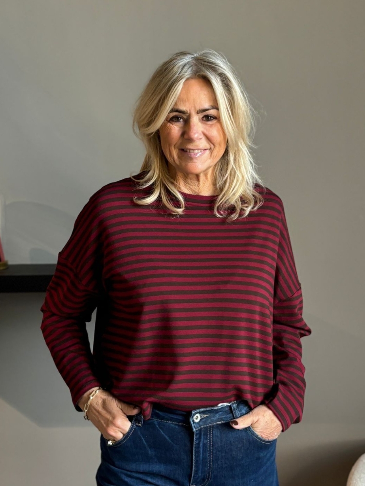 Streep top Lovi bordeaux/bruin