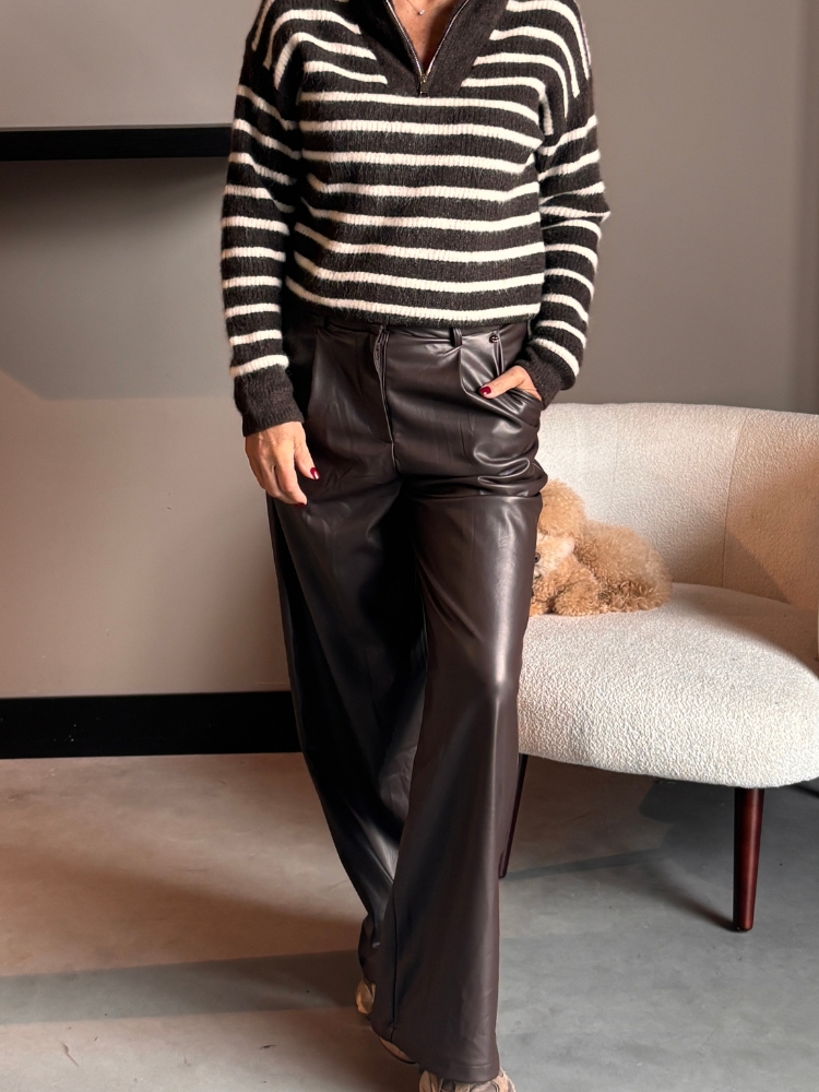 Vegan leather pant Gris bruin