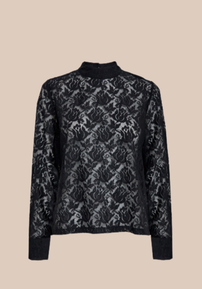 Peppercorn zwart PCLORNA lace top zwart