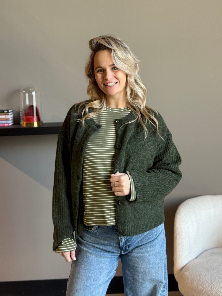 Gebreid vest met knopen Mees army