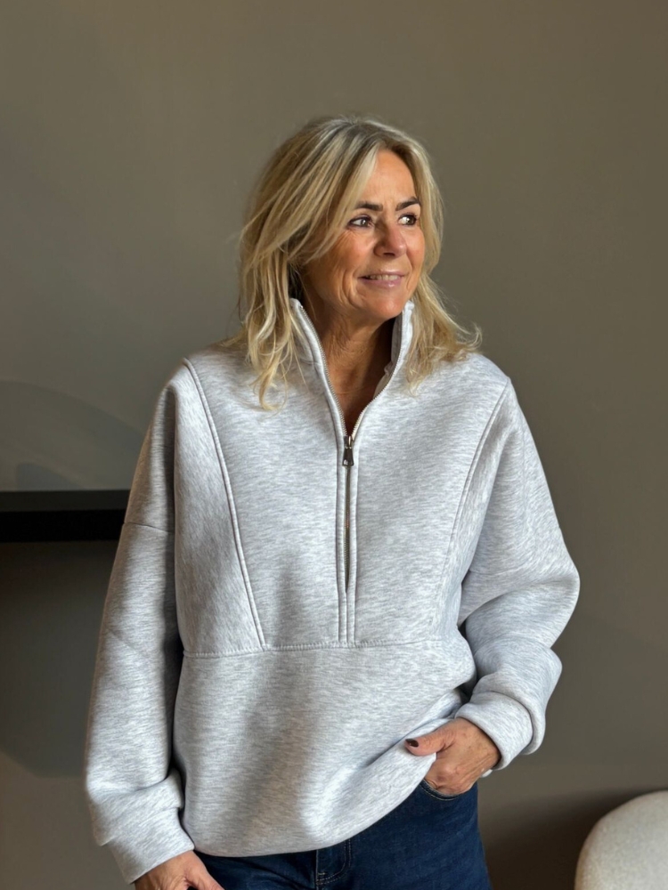 Uni skipper trui rits grijs