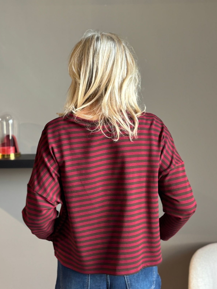 Streep top Lovi bordeaux/bruin