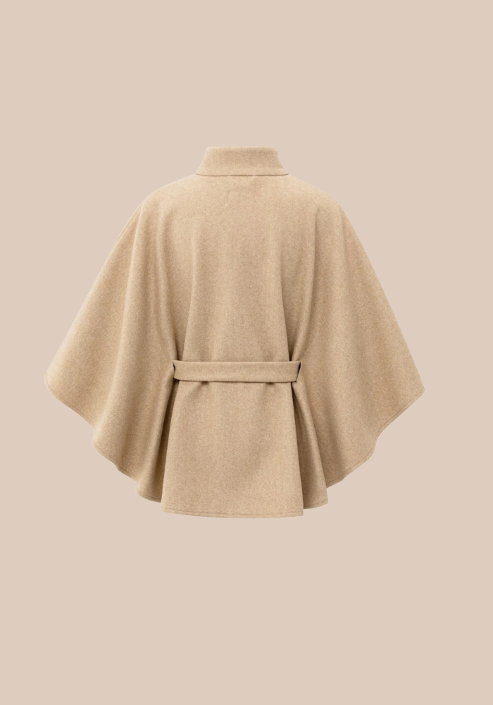 YAYA 03-521004-510 Zachte geweven poncho met kraag en ceintuur