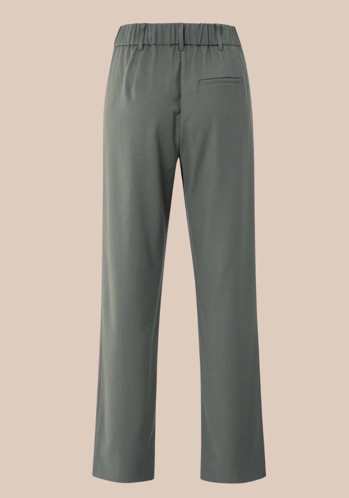 YAYA 01-301227-510 Broek met sierplooien, wijde pijpen en split grijs