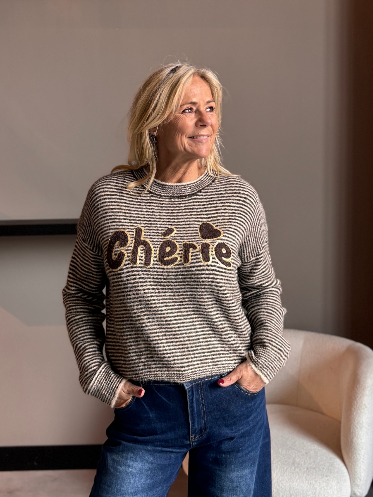 streep trui Cherie bruin