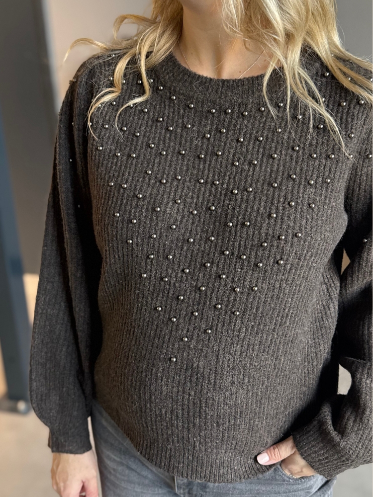 Sweater met parel details bruin