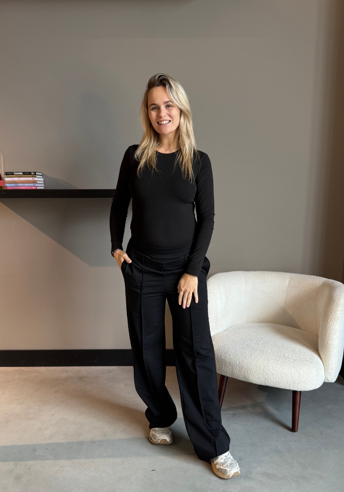soft uni top lange mouw zwart