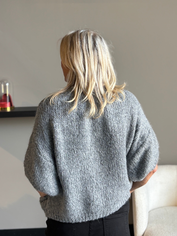 Trui Rianne korte mouw grey melange