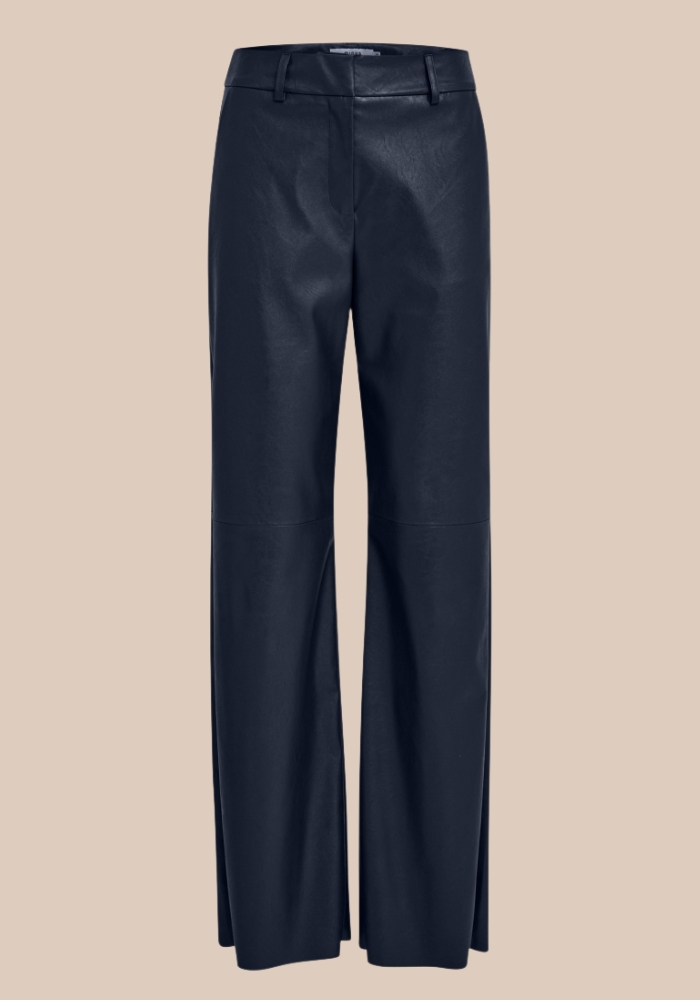 Minus MSTasja mid waist pu pant blauw